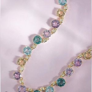 Brazilian Amethyst, Glacier Topaz, Champagne Quartz, White Topaz, Pearl Necklace